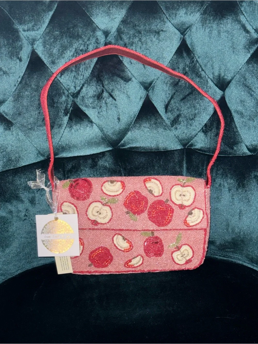 NWT Viral Handcrafted Beaded Apple Shoulder Bag Coquette Fall